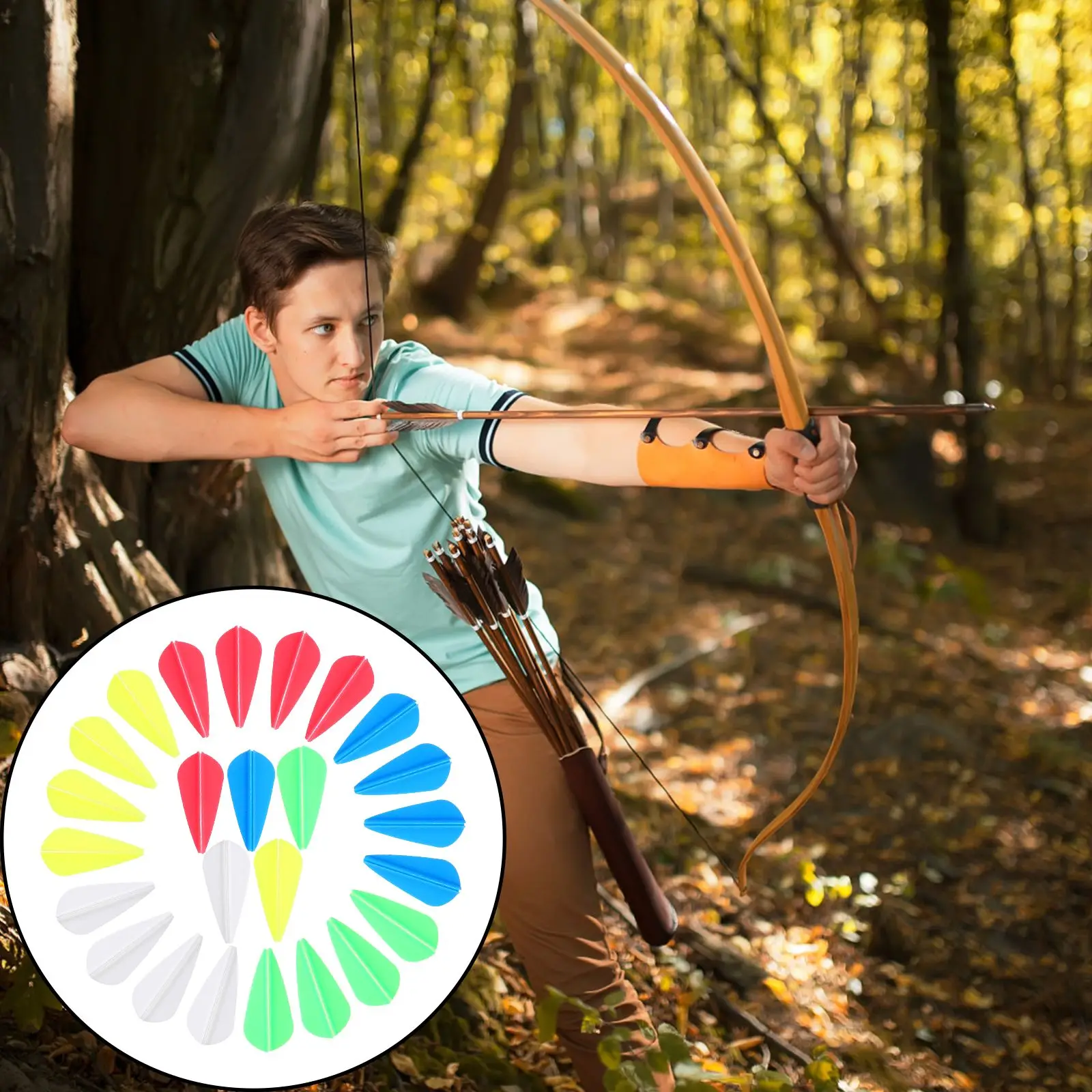 

50pcs Arrow Vanes Rubber Fletchings Water Drop Shaped Archery Supplies Durable Practical Long Lasting Bright Color Easy Use