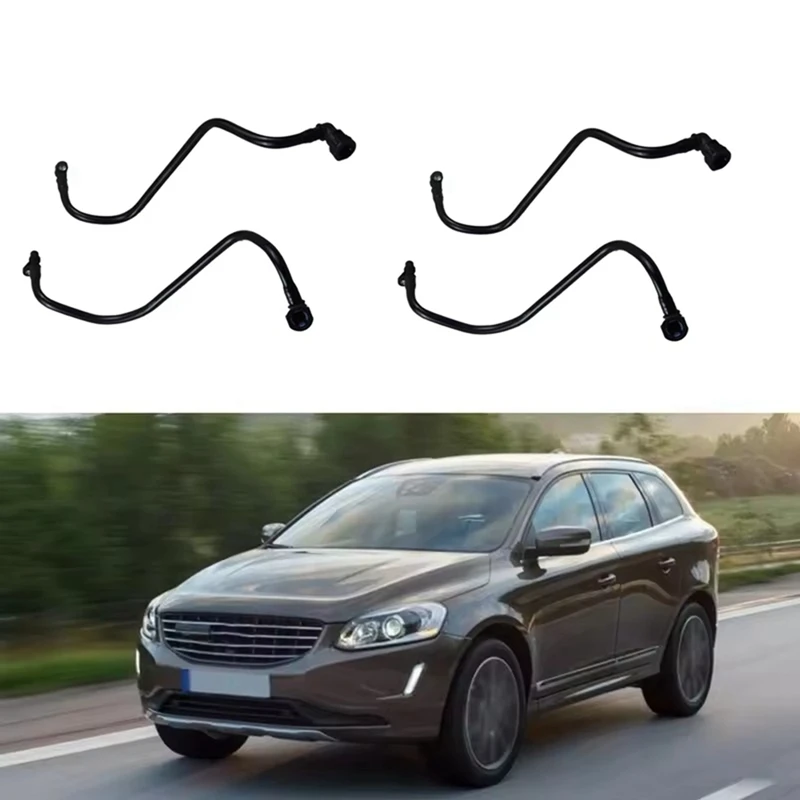 A13Z-4Pcs 31319280 31319281 أنبوب زيت مشعاع ناقل الحركة خرطوم خط الزيت السفلي والعلوي لفولفو S80 09-15 S60 XC60 #4