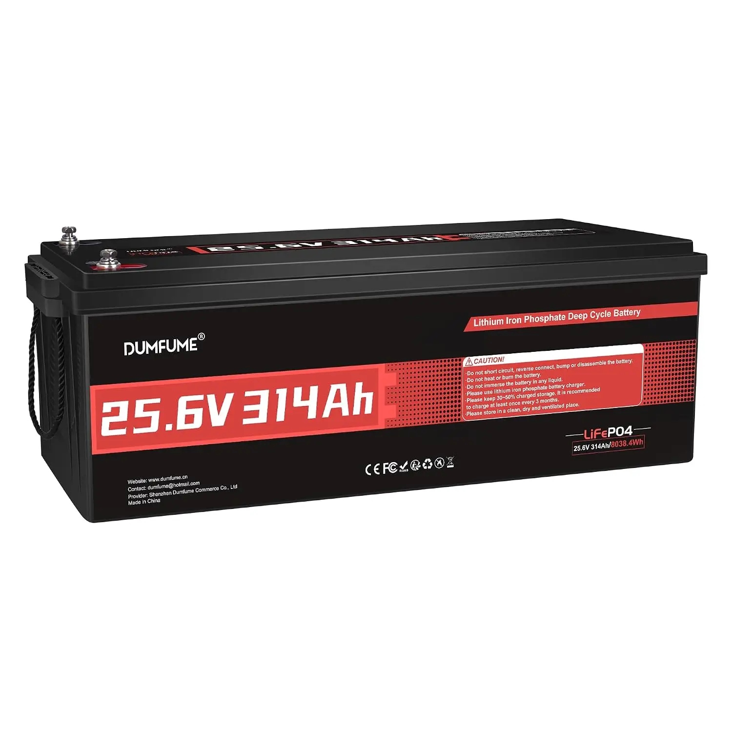 25.6V 314Ah LiFePO4 Battery 200A BMS IP65 Waterproof Deep Cycle Solar Energy Storage RV Marine Off-Grid System, Customized