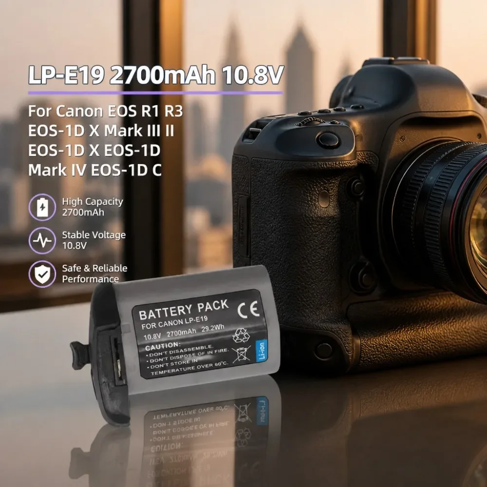 New 2700mAh 10.8V LP-E19 Replacement Digital Battery for Canon EOS R1 R3 EOS-1DX Mark III II EOS-1D X EOS-1D Mark IV EOS-1D C