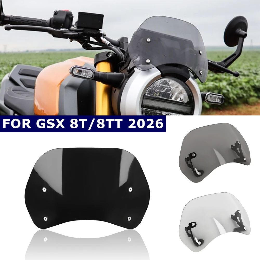 

Motorcycle Front Windshield For Suzuki GSX-8T GSX-8TT 2026 GSX 8T 8TT GSX8TT Wind Shield Deflectors Viser Visor Windscreen
