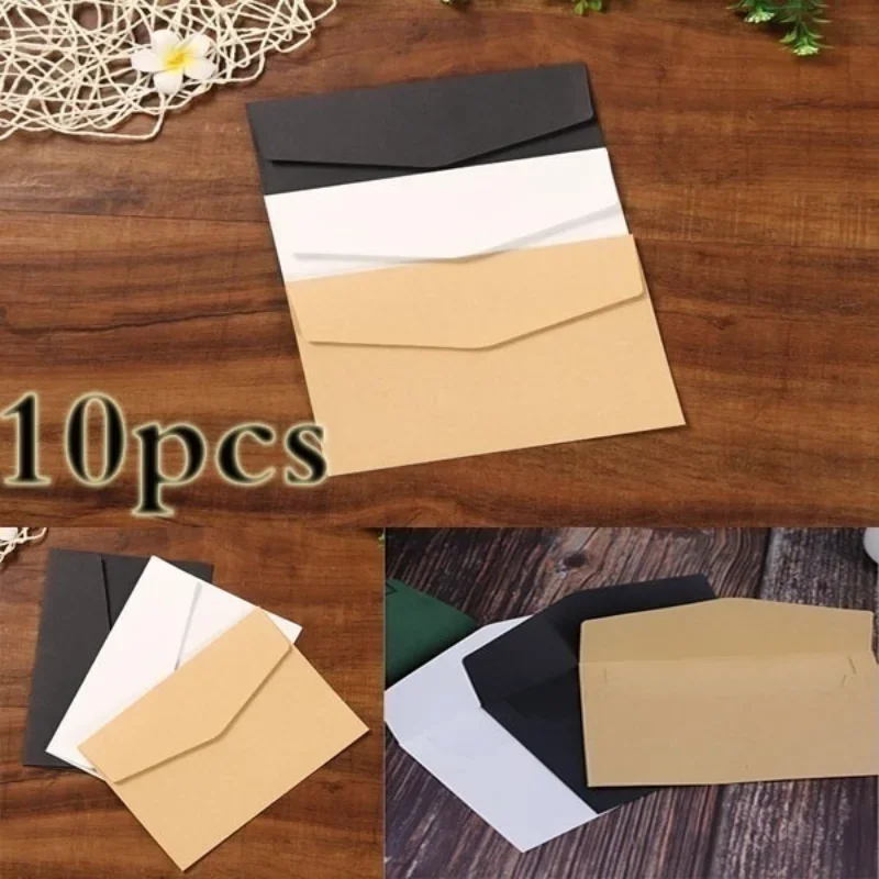 

10 Pcs Black White Kraft Paper Envelopes Blank Vintage European Style for Card Postcard Gift Korean Stationery School Supplies