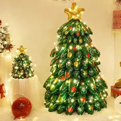 Large Standing Christmas Tree Baubles 3D DIY Inflatable Spliced Aluminum Foil Balloons for Home New Year Xtmas Decorations Set