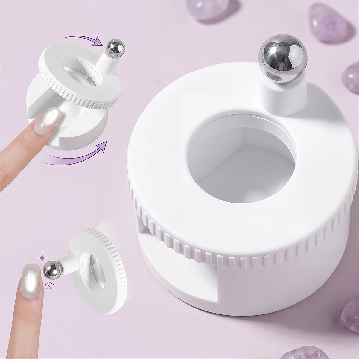 Automatic cat-eye nail tool, super strong rotating French manicure gel polish glass bead magnet. DIY nail art tool for beginners