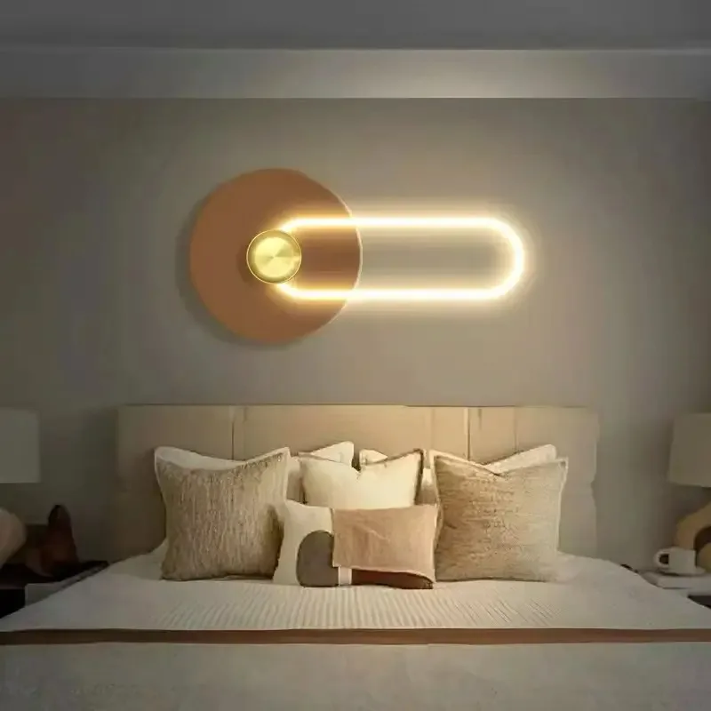 

Minimalist bedroom luminous decoration painting, bedside background wall ambient light mural, 3D living room hanging light