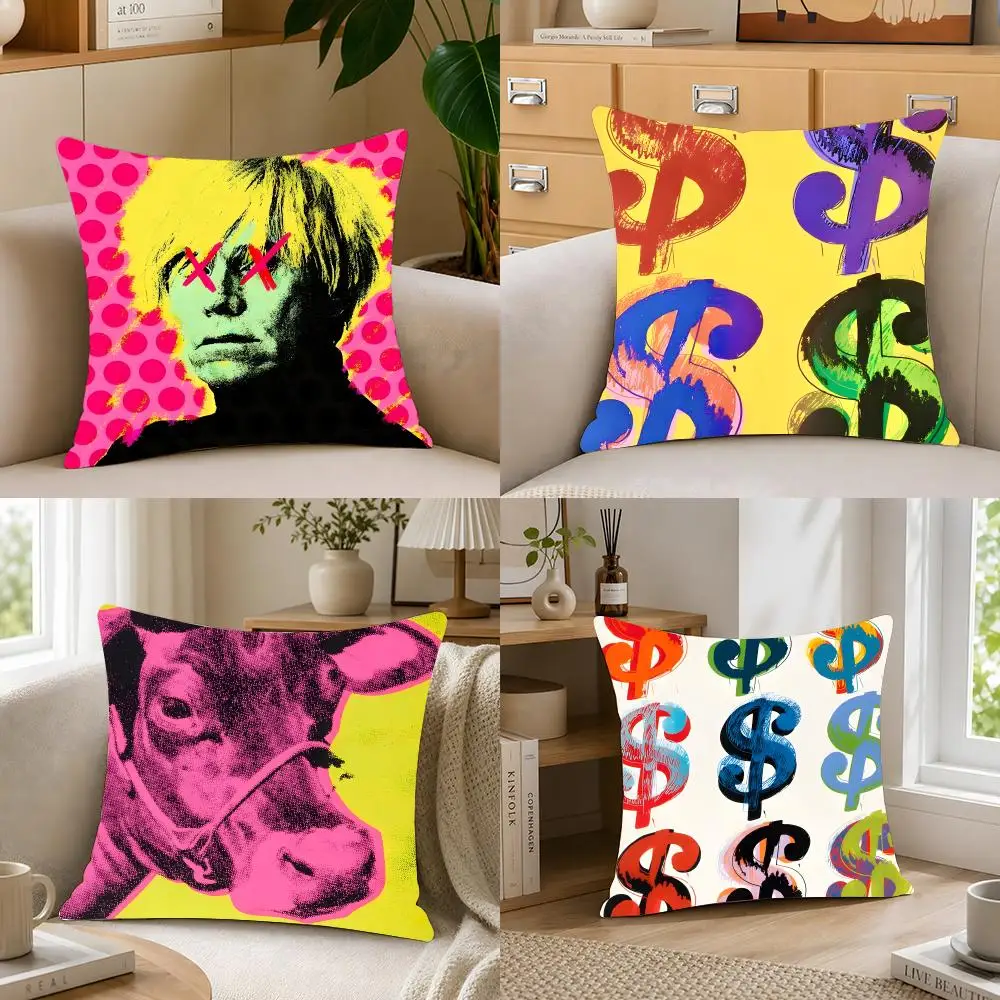 Artistic Artist A-Andy Warhol Cushion Cover Crystal velvet sofa Aesthetic room decor Car seat back cushion