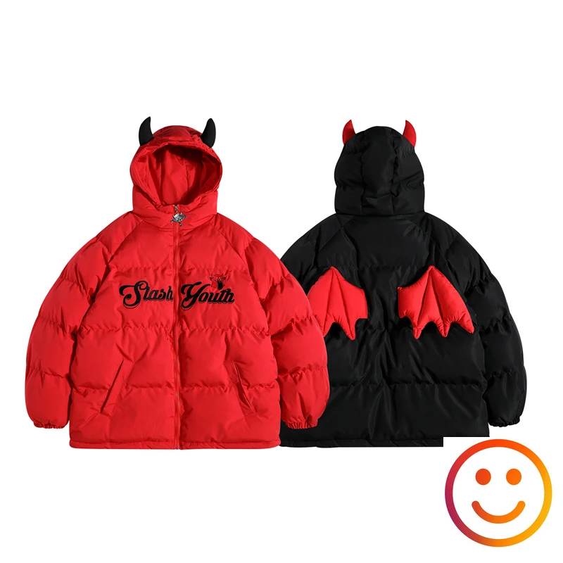 Thicken Winter Zipper Evil Parkas Bread Jacket Men Women Christmas Halloween Cotton Clothes with Shoulder Bag Puffer Bubble Coat