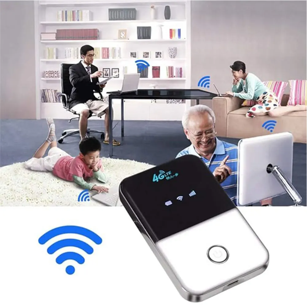 Chargeable Battery Portable 4G LTE MIFI Router WiFi Wireless Modem SIM Card Holder TDD/FDD Pocket Outdoor Mobile Hotspot Router