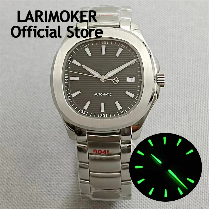 

LARIMOKER 40mm Green luminescence NH35A Automatic Men Watch Oyster Jubilee Bracelet Sapphire Glass