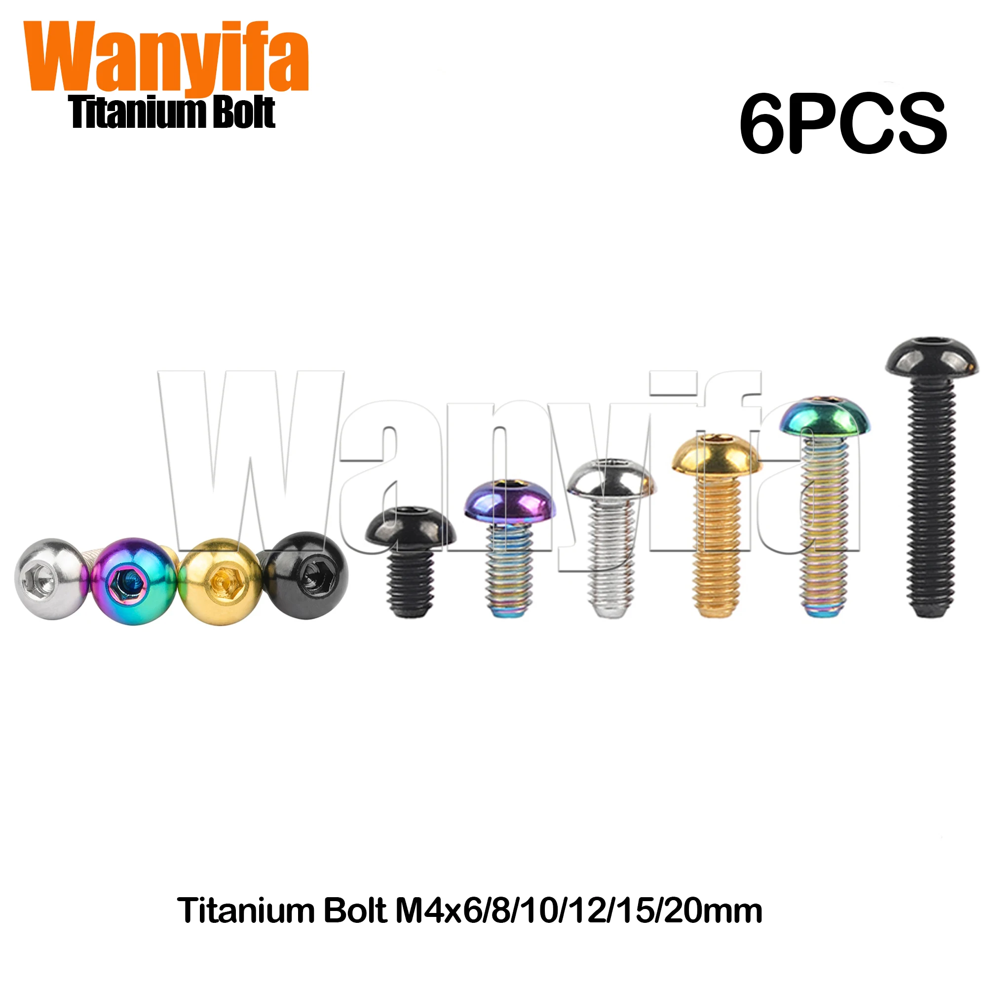 

Wanyifa Titanium Bolt M4x6/8/10/12/15/20mm Half Round Head Allen Ti Screws for Bicycle Accessories 6Pcs