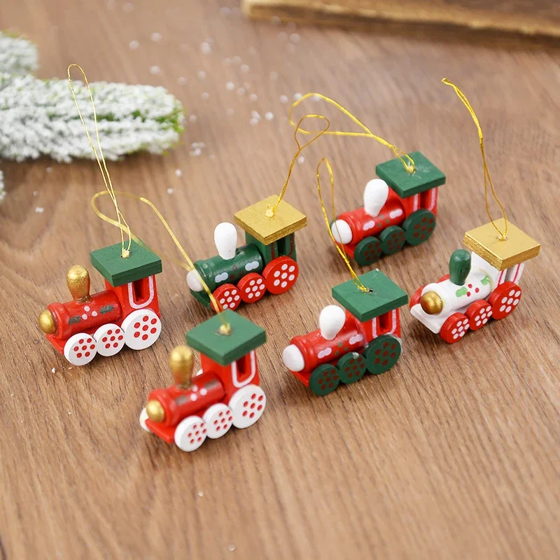 Pendentifs de Train en bois, jouets de noël, arbre, Mini poupée suspendue, ornements, décoration pour la maison, cadeaux de noël et du nouvel an 2025