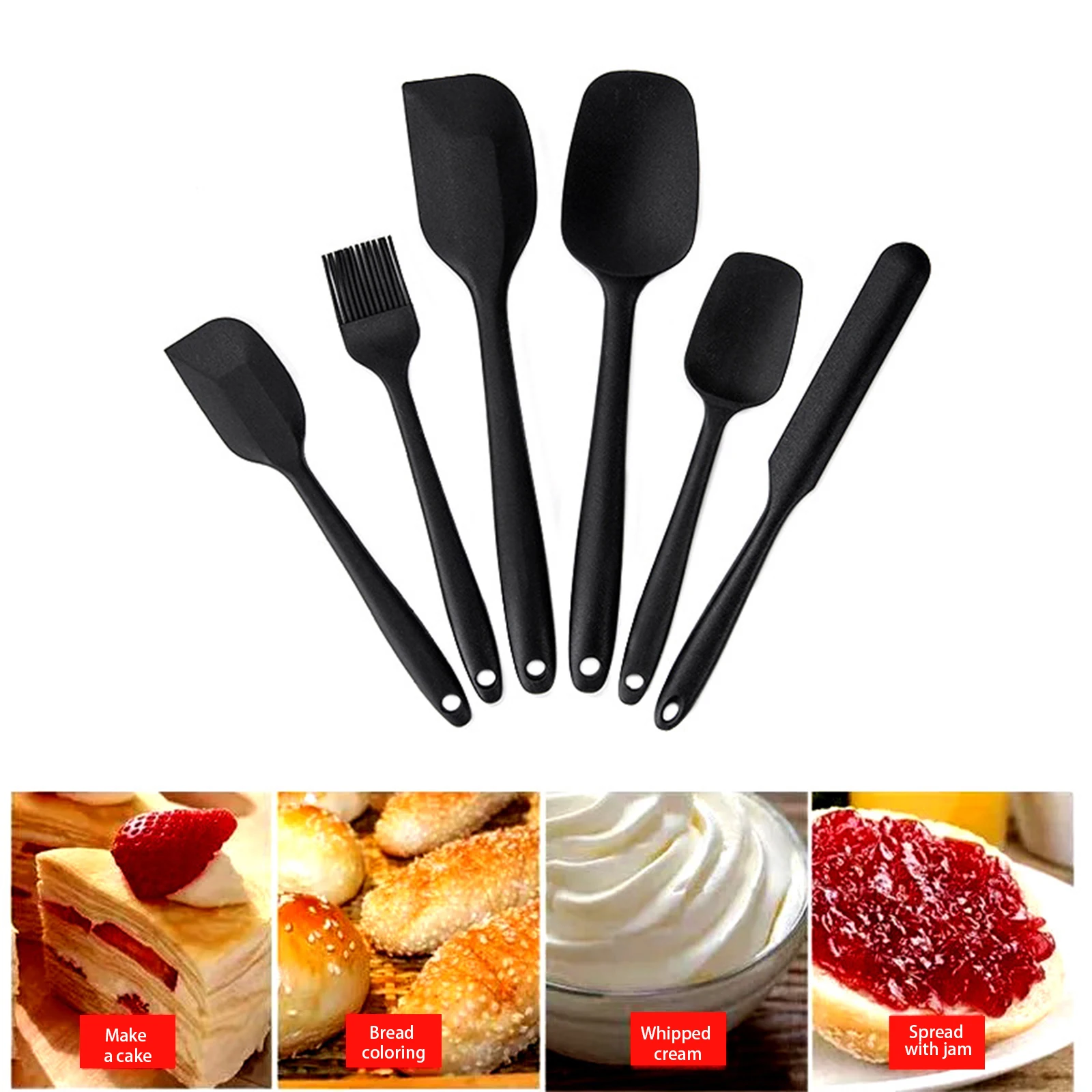 

Silicone Spatula Kitchenware Baking 6-Piece Set One-Piece Cream Spatula Silicone Brush Silicone Spatula baking accessories