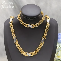 Dubai Gold Plated Jewelry Set for Men Women Hip Hop Necklace Bracelet Fashion Engagement Jewellery for Party Wedding Gifts