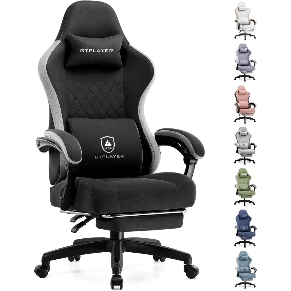 

Gaming Chair, Computer Office Chair with Pocket Spring Cushion, Linkage Armrests and Footrest, High Back Ergonomic Comp