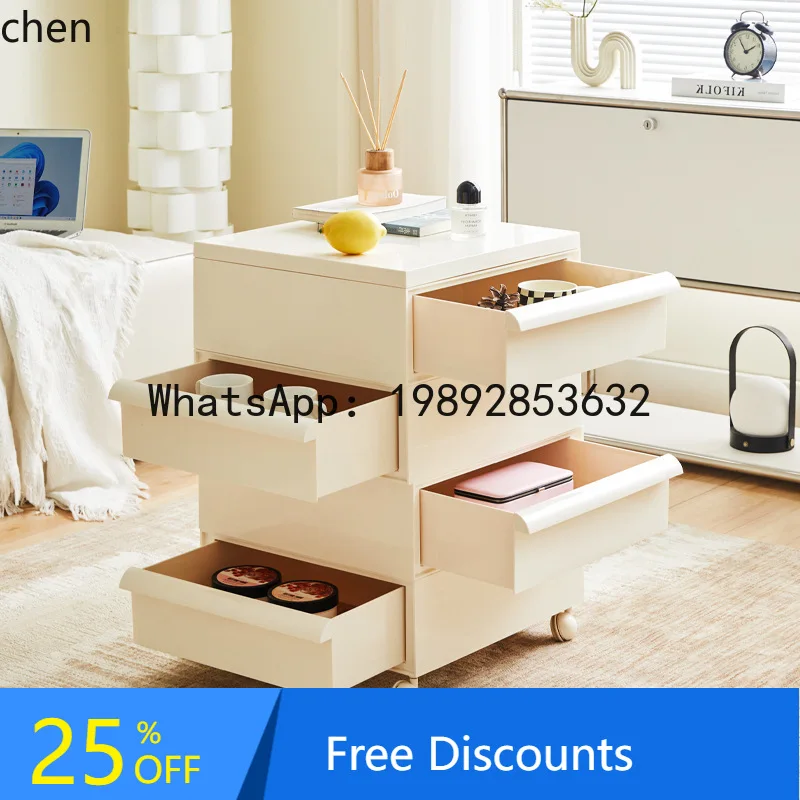 

Movable Bedside Table Bedroom Sofa Side Cabinet Plastic Multi-layer Drawer Storage Rack