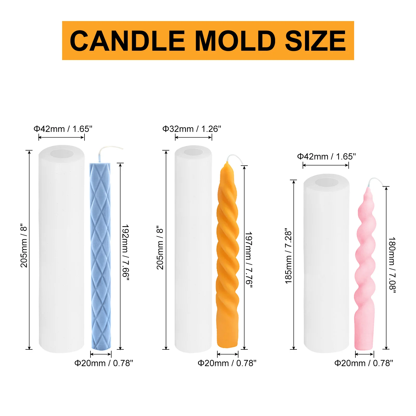 2/3pcs Taper Candle Making Mold 3D Spiral Taper Candle Mold Long Twisted Silicone Candle Mold Taper Candle Moulds for Home Decor