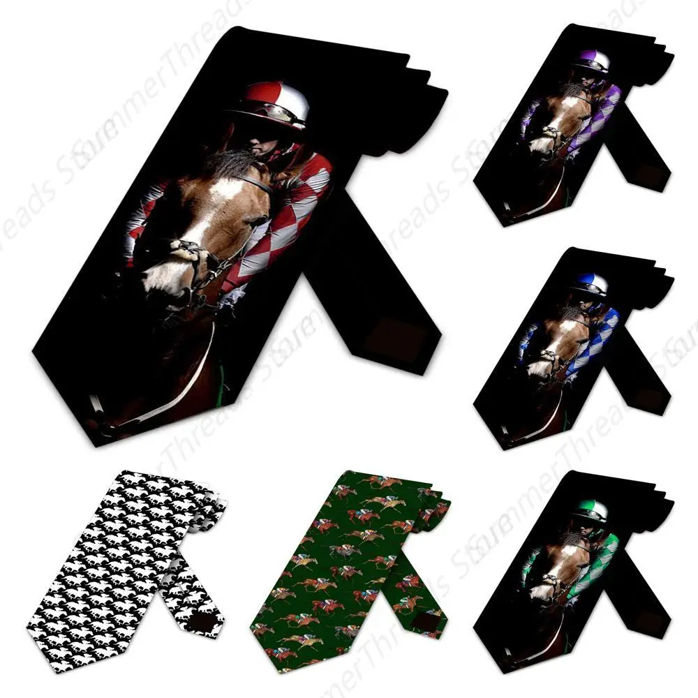 Horse Racing Ties Mens Horse Jockey Equestrian Necktie