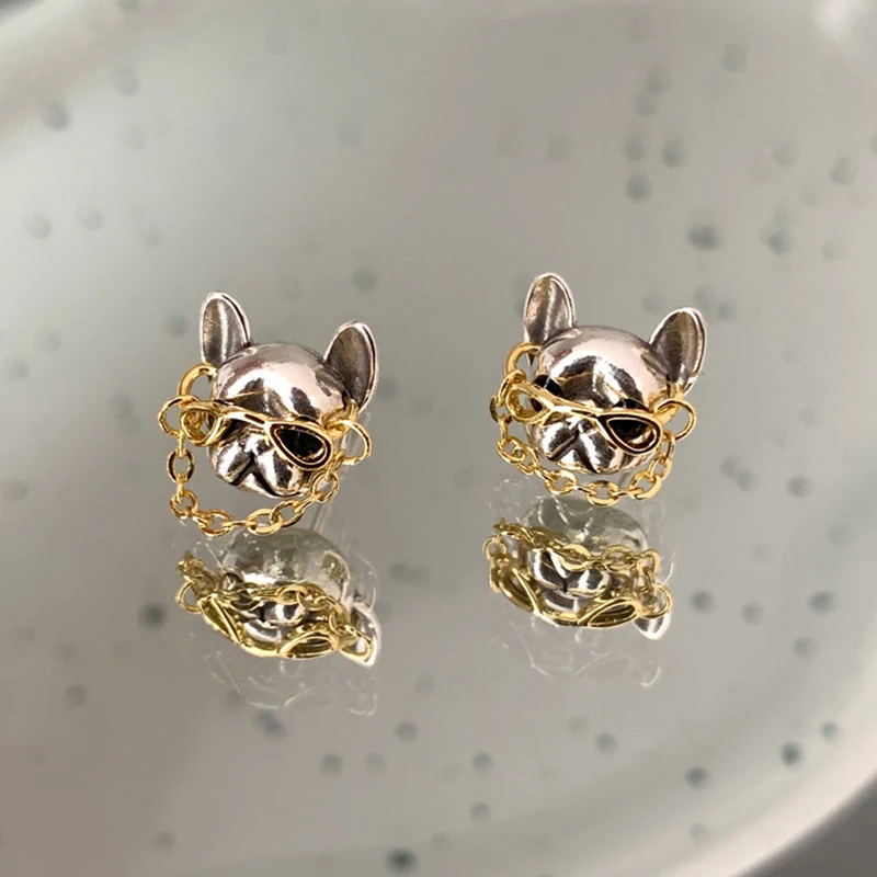 Animal Dog Stud Earrings Punk Style French Bulldog Shape Alloy Earring Jewelry Fashion Party Ear Accessory Trinket For Teenager