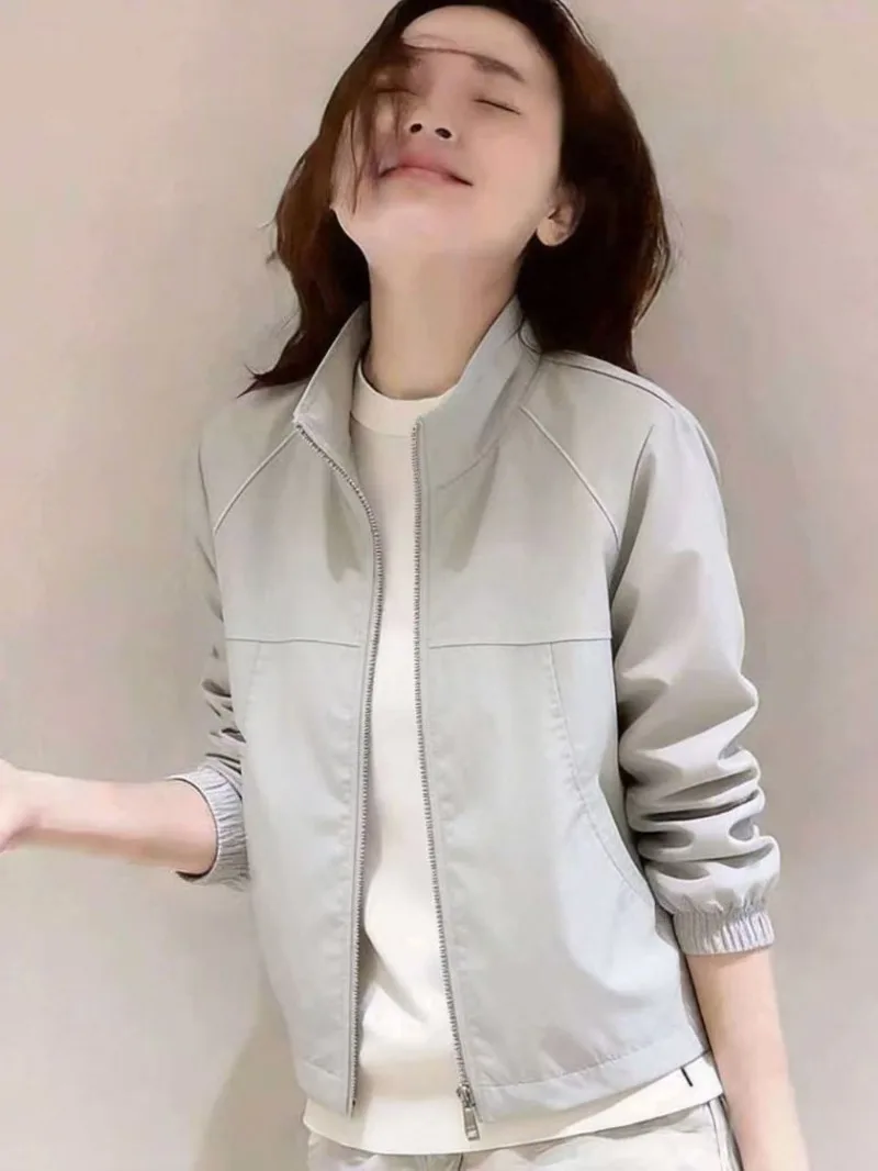 

2026 Spring and Autumn Female Korean Small Stand-up Collar Trench Coat Women's Versatile and Thin Outdoor Casual Jacket Woman