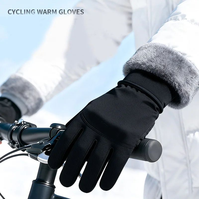 

Winter cycling gloves unisex thick fleece lining touchscreen compatible