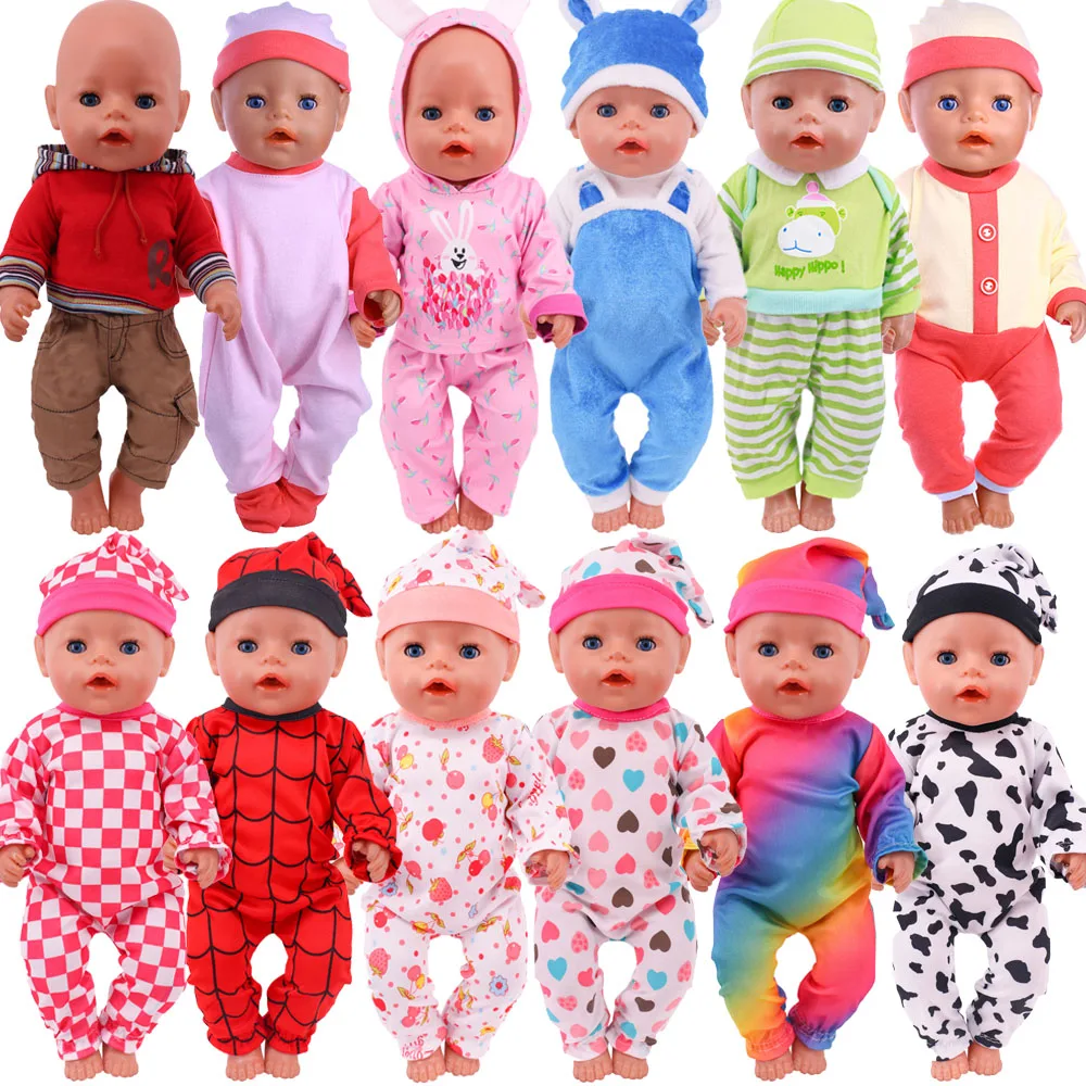 Doll Clothes Hat+Jumpers For 18inch American of girl`s&43cm Born Baby Doll Cothes Reborn Doll Accessories Baby Doll Rompers