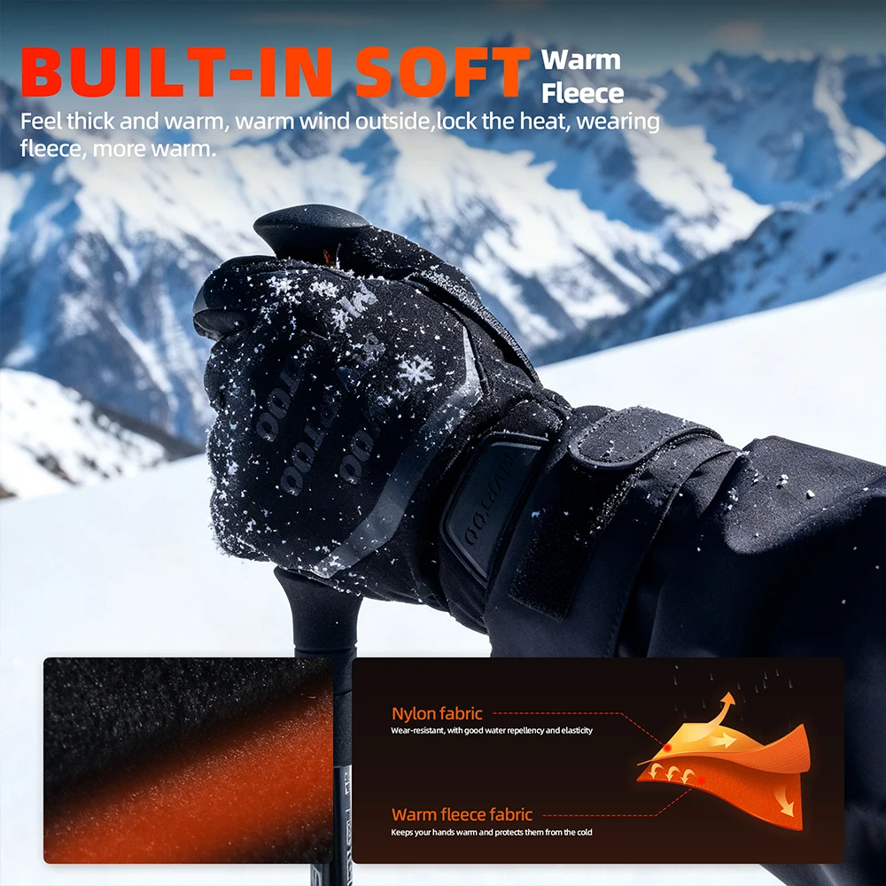 الشتاء الحراري قفازات شاشة اللمس الطقس البارد يندبروف طارد المياه التزلج الرياضة الدراجات الثلج الصيد الصيد معدات العمل