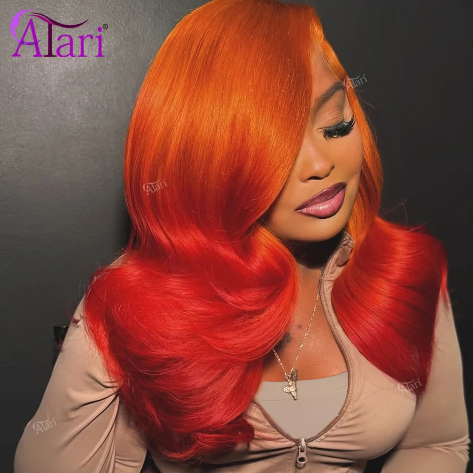 

613 Colorful Body Wave Human Hair Wigs Ombre Orange Lace Frontal Wig Transparent Ombre Pink 13x4 13x6 Lace Front Wig Pre Plucked