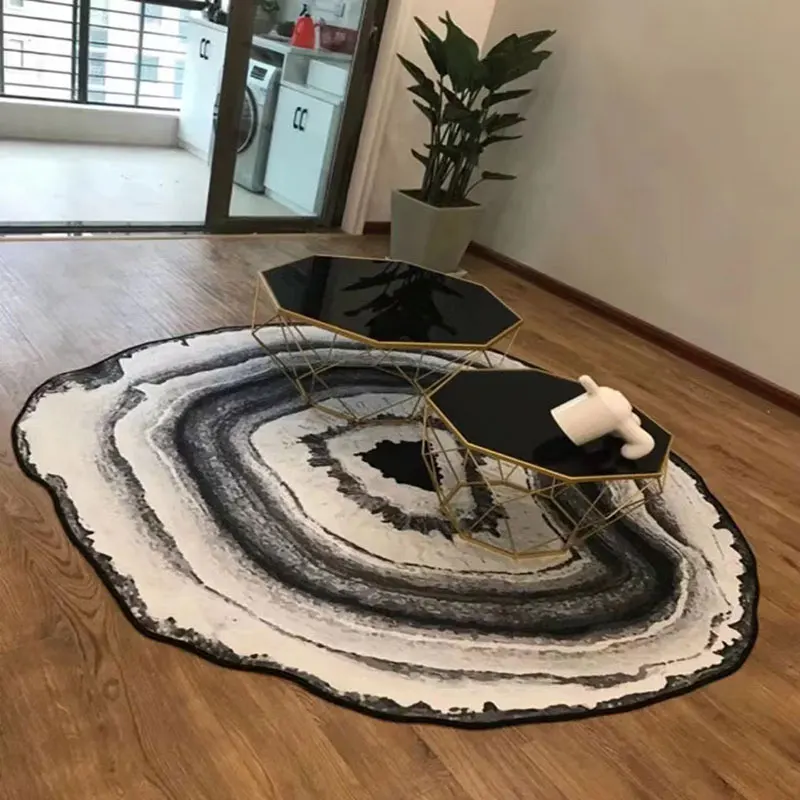 

3D Wooden Grain Carpet Round Annual Rings Living Room Area Rug Kids Bedroom Play Rug Chair Mat Doorway Rugs Non-Slip Bath Mat