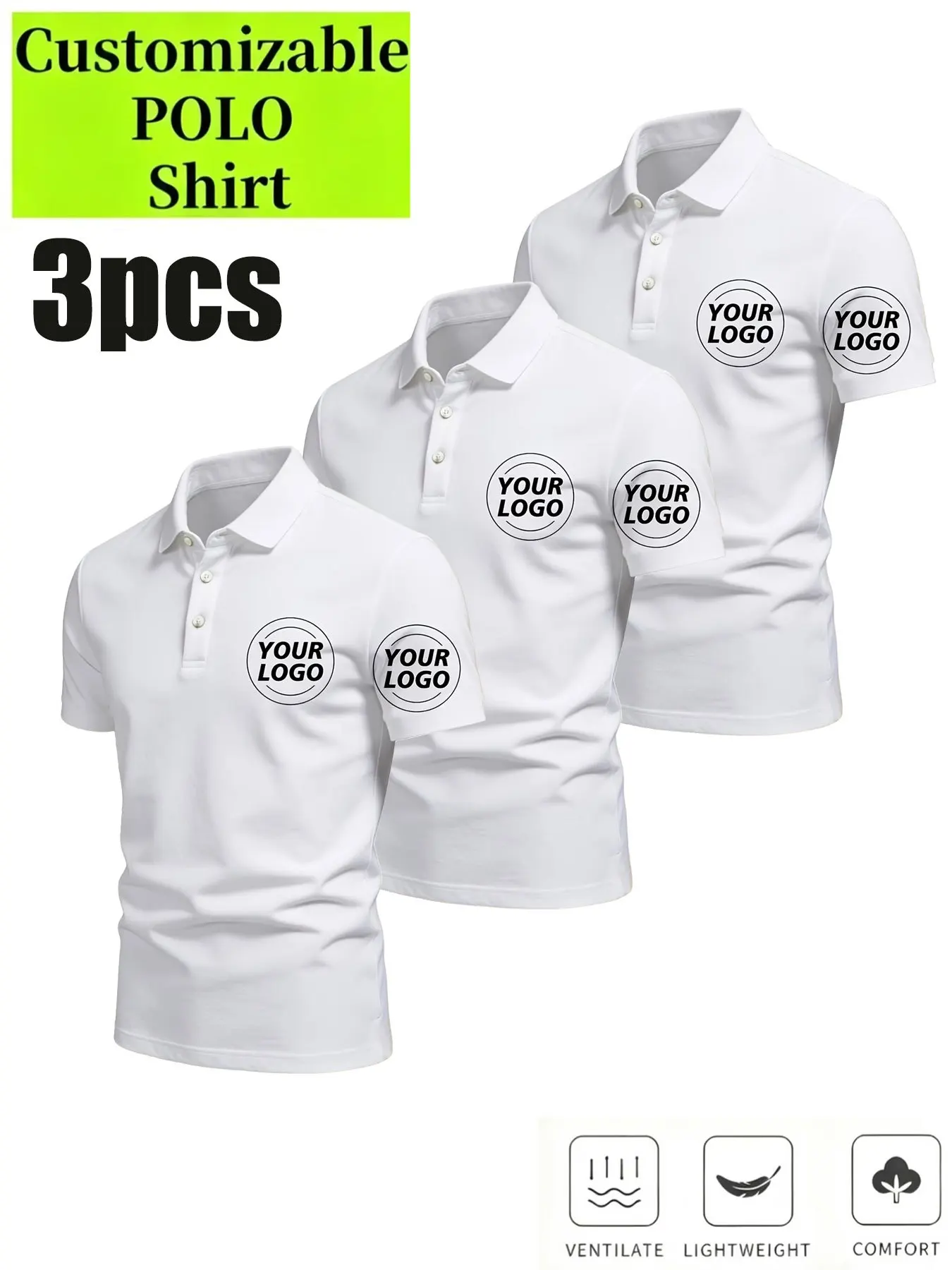 【POLO 3-Piece Set】Customizable men's polo shirts for corporate uniforms and team apparel. Ideal for companies and teams to enhan