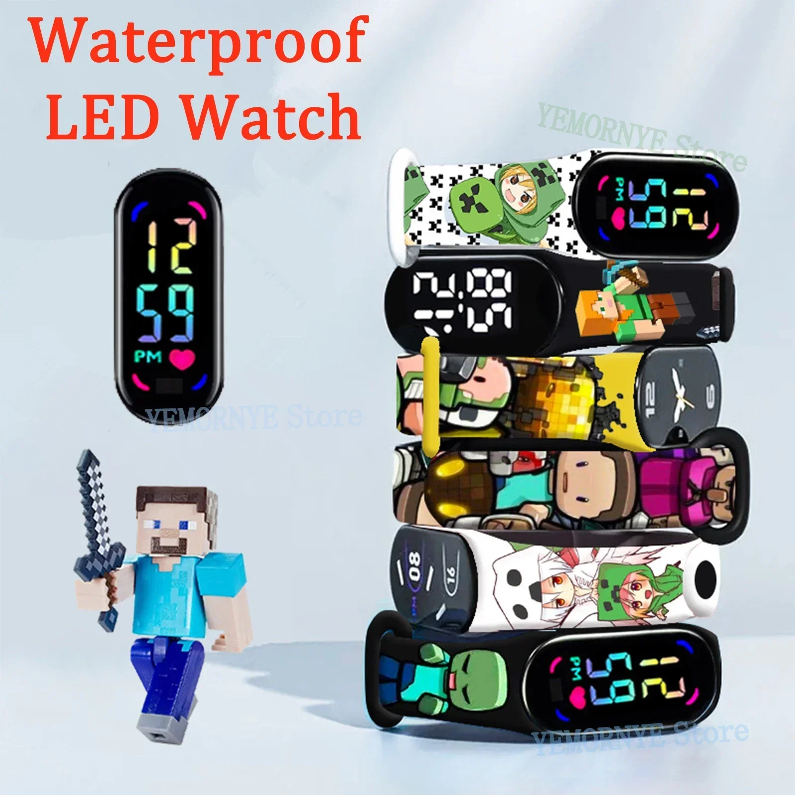 Pokemon Kinderhorloges Action Figures Mini World Kids Sport Polsband Waterdichte Digitale Jongens Meisjes Verjaardagscadeau Horloge Speelgoed