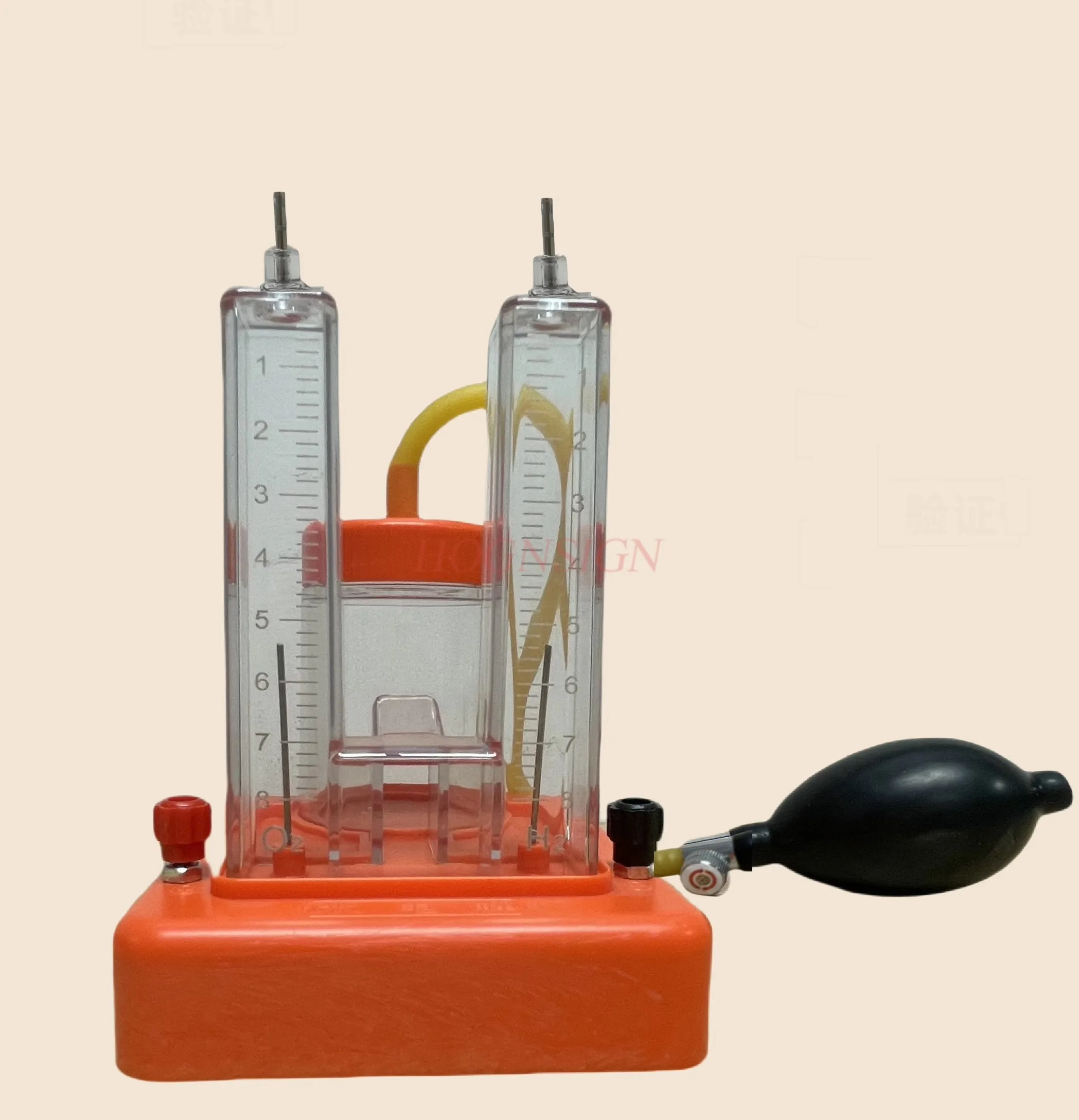 

Chemical teaching instrument for hydrogen and oxygen production using pressurized drainage water electrolyzer