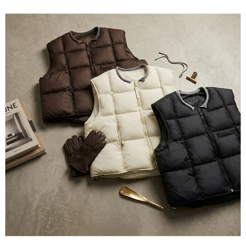 Puffer Quilted Padded Women Vest Jackets Autumn Winter Loose Solid Round Collar Zipper Pockets Windproof Daily Essential Wear 5