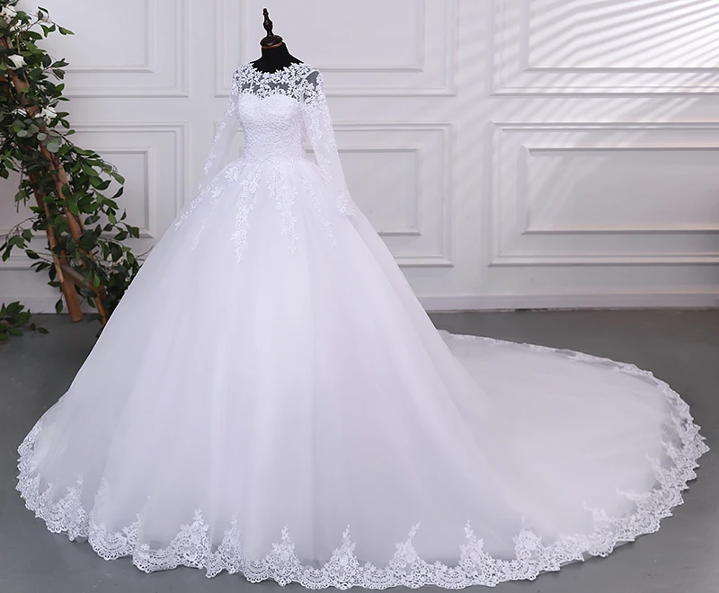 Long Sleeve  Wedding Dresses Cheap Wedding Dress Pure White Wedding Dresses With Train Customized Brides Party Dress 2025 New