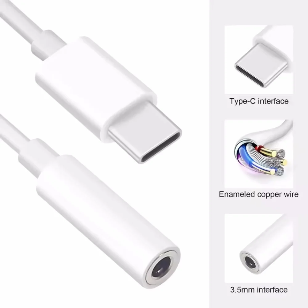 AUX Audio Cable USB C to 3.5mm Jack AUX Cord Car Speaker Headphone Adapter For Samsung Xiaomi Huawei Universal Type-C Converter