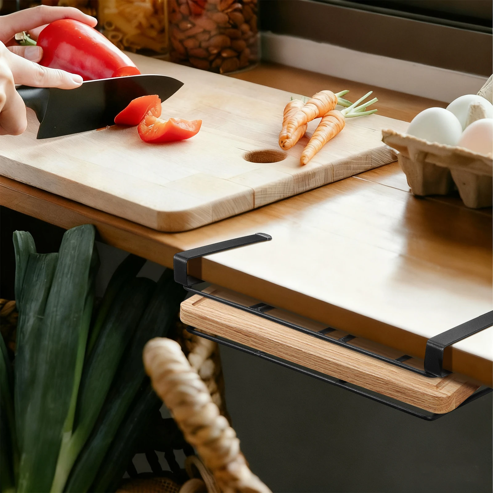 

Hanging Cutting Board Rack Kitchen Storage Organizer Cabinet Rack for Cutting Boards Pot Lid Holder Mug Holder Kitchen