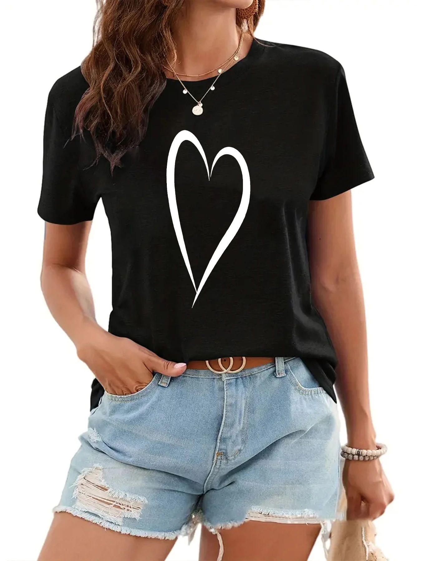 2024 Colored glasses Graphic T-Shirt Women Summer Original Minimalist design with short sleeves Fashion Tops ladies Shirt