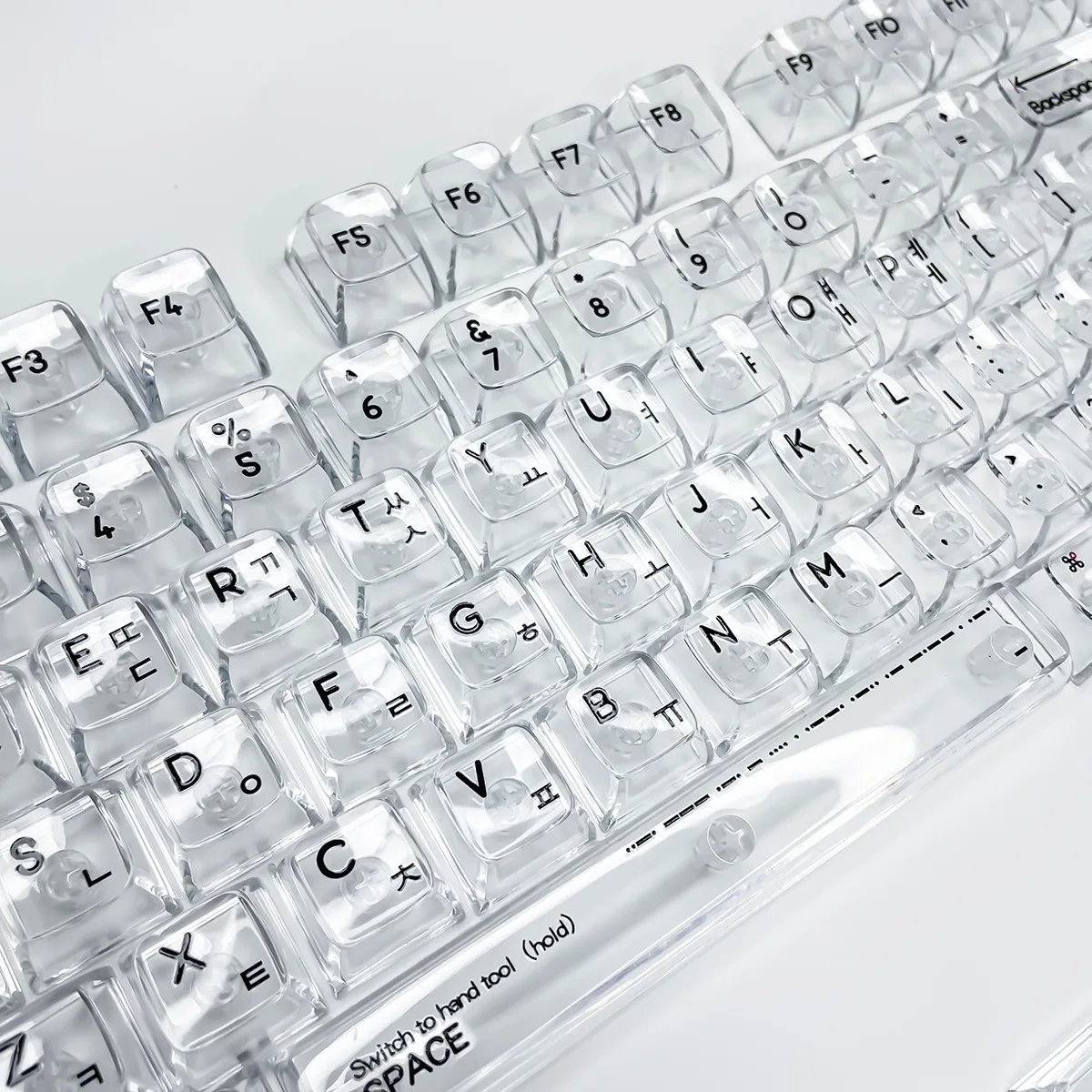 Imagem -02 - Keycaps de Cristal Transparente para Teclado Mecânico Coreano Árabe Russo Retroiluminado Rgb Layout Iso pc Faça Você Mesmo 132 Teclas