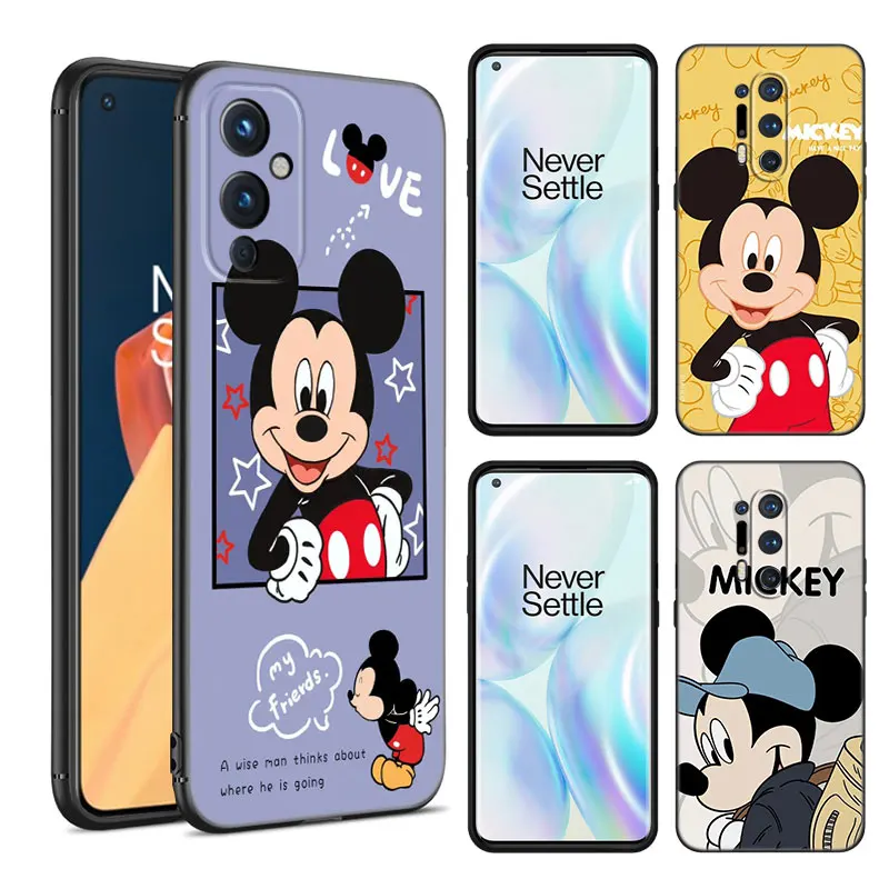 Cute M-Mickey Mouse Black Silicone Phone Case For OnePlus 9 10 11 12 ACE 2V Pro 9RT 10T 10R Nord CE 2 3 Lite N10 N20 N30 5G