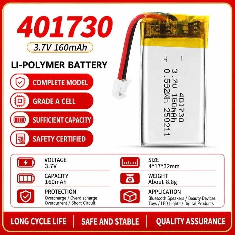 3pcs KC Certified 401730 Polymer Lithium Battery 3.7V 160mAh for Point Reading Pen Emergency Light Rechargeable Li-ion Cell