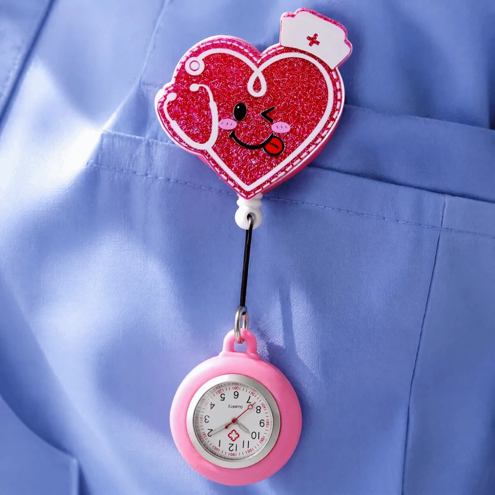 Retractable Retractable Pocket Watch Clip-On Silicone Badge Reel Multi-functional Cartoon Glitter Clip-On Pocket Watch Hospital