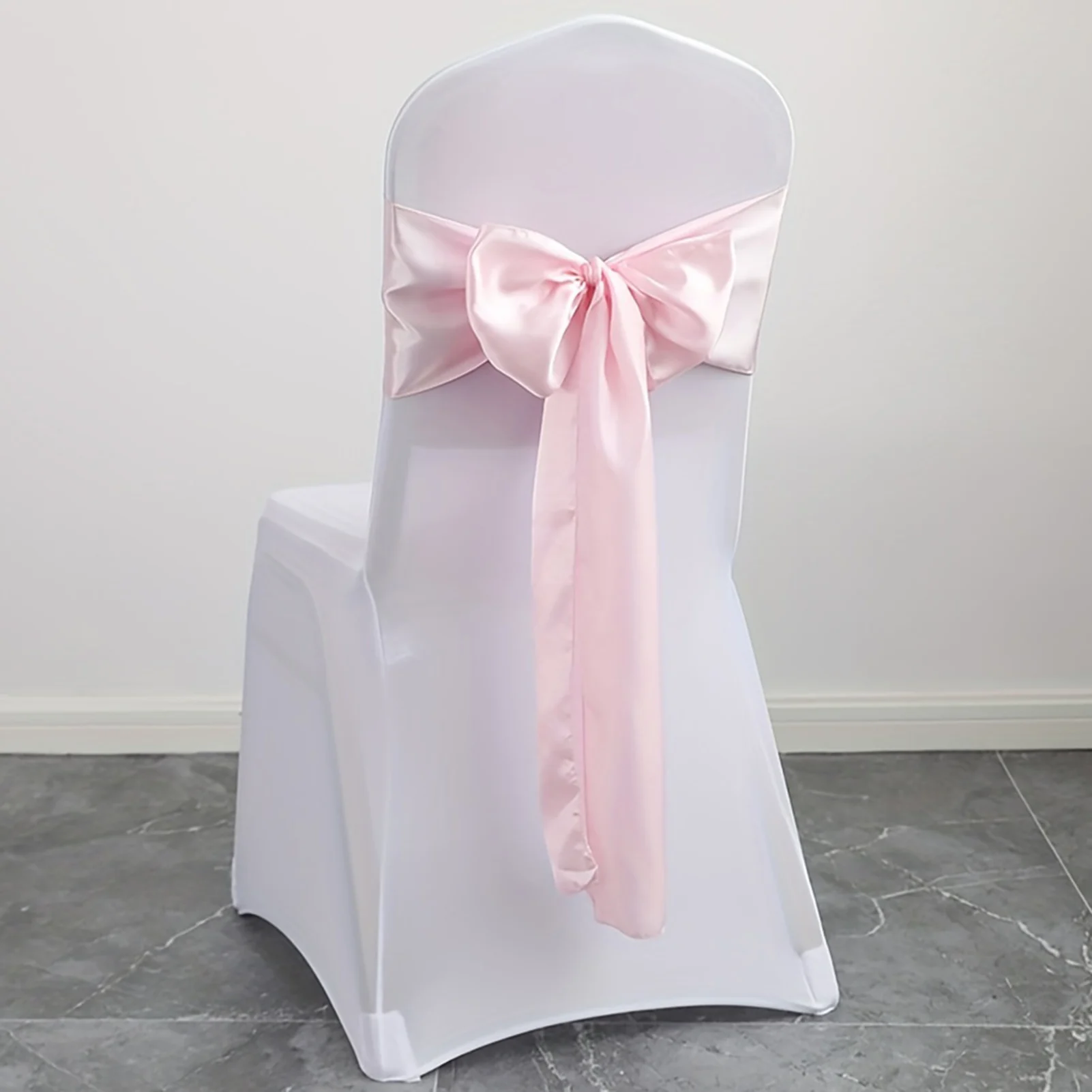 

25pcs Wedding Satin Chair Sashes Bows Universal Chair Ribbon Ties Back Sash for Banquets Hotel Event Chair Decoration RE