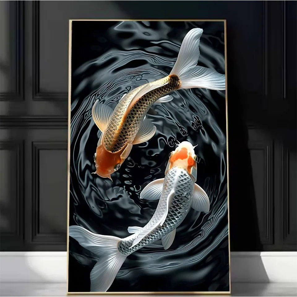 

Набор для рисования алмазами, сделай сам, рыба, 20225, новинка, Алмазная вышивка кои, 5D горный хрусталь, вышивка крестиком, алмазная мозаика, украшение для дома