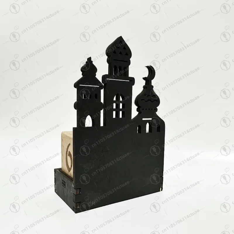 Ramadan Countdown Eid Mubarak Calendar Blocks - Muslim Wooden Tabletop Decor for Holiday Home Use