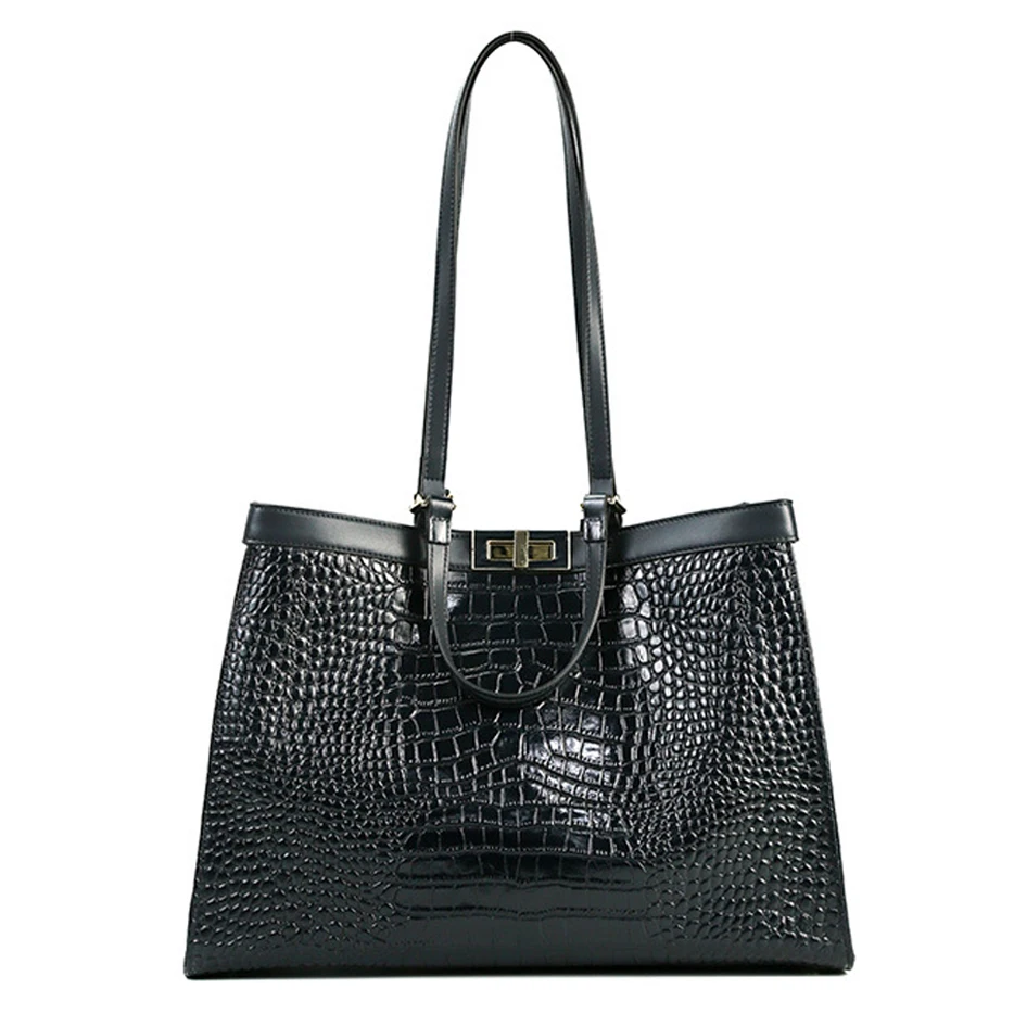 

Роскошные сумки из натуральной коровьей кожи, модная женская большая вместительная женская сумка-тоут из крокодиловой кожи