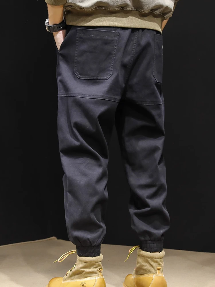 2024 Fashion casual pants men's overalls Harlan summer thin trend loose bundle feet elastic men's nine point pants