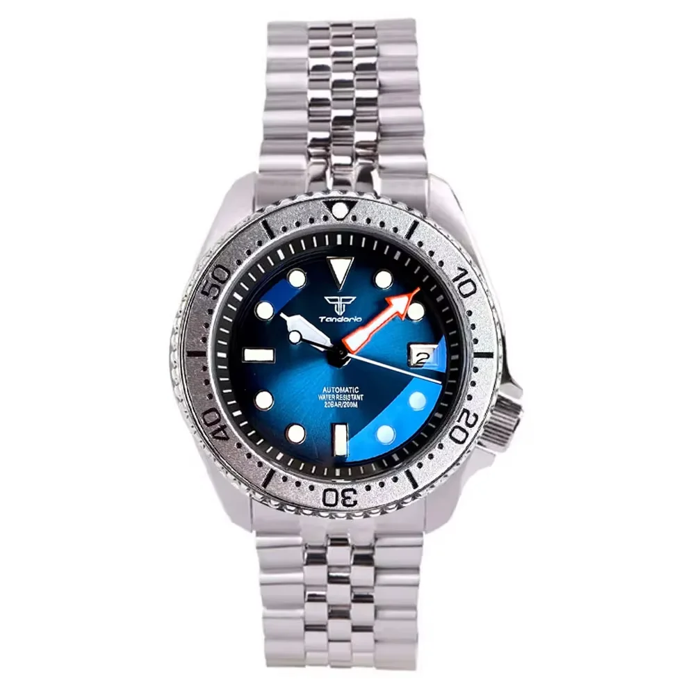 

Sunburst Tandorio Purple Dial For Men SKX Model Luminous NH35 Automatic 20ATM Waterproof Diving Watch 3.8 Crown Steel Bracelet