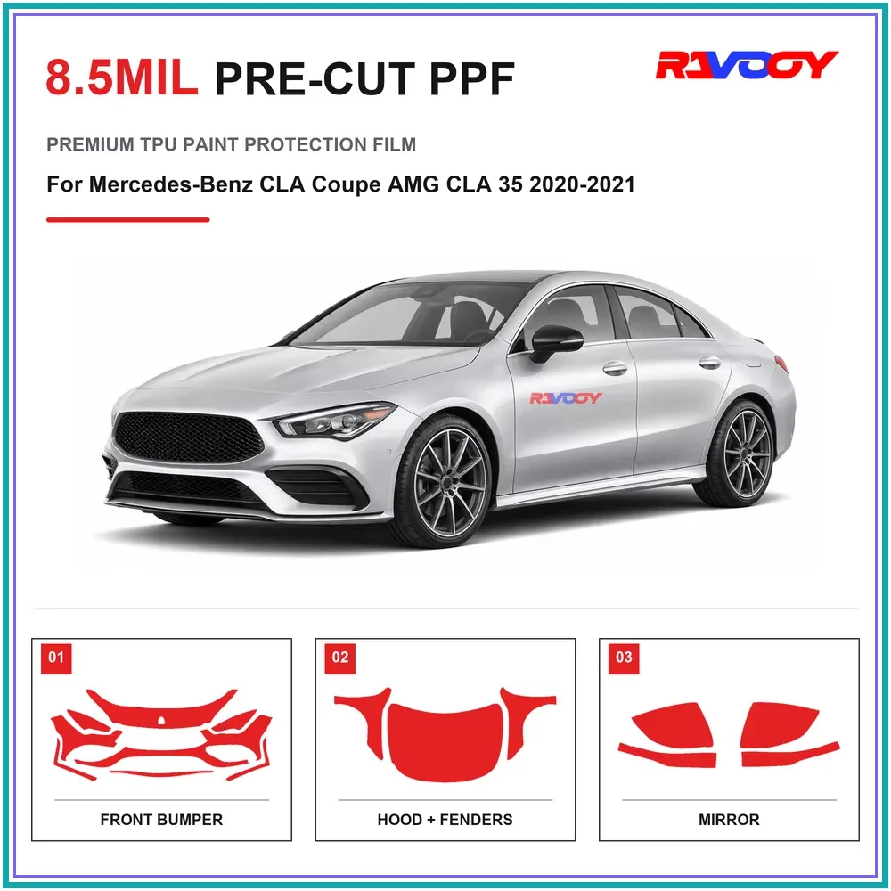 Precut PPF For Mercedes-Benz CLA Coupe AMG CLA 35 2020-2021 8.5mil TPU Clear Paint Protection Film Self Healing Hydrophobic UV
