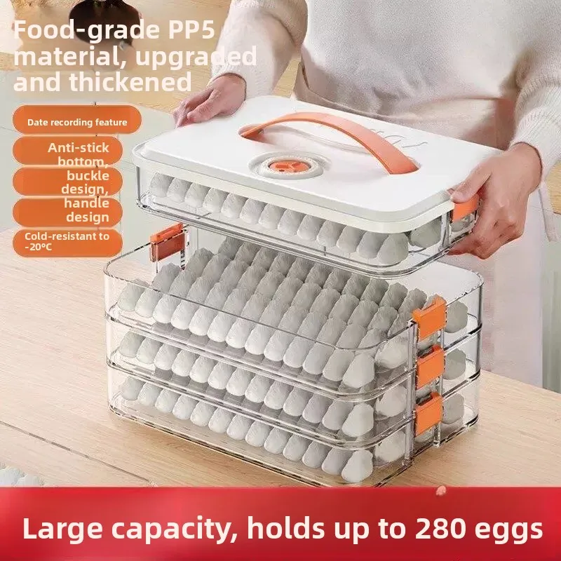 Food Grade Dumpling Box Kitchen Freezer Storage Container Home Use Refrigerator Organizer for Dumplings And Other Foods