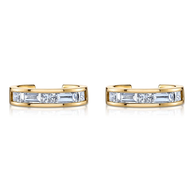 KEYOUNUO Gold Silver Filled Zircon Princess Baguette Ear Cuffs Earrings For Women Fake Piercing Clip Earring Jewelry Wholesale