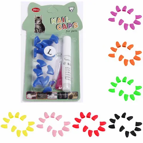 20pcs Silicone Soft Cat Nail Cap Cat Paw Claw Pet Nail Protector Cat Nail Cover Pet Nail Protector Kitten Cat Pet Protection